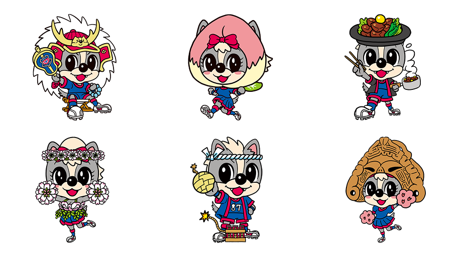 各ホームタウンの特産品や名所などをモチーフにしたヴァンくん・フォーレちゃんのイラスト